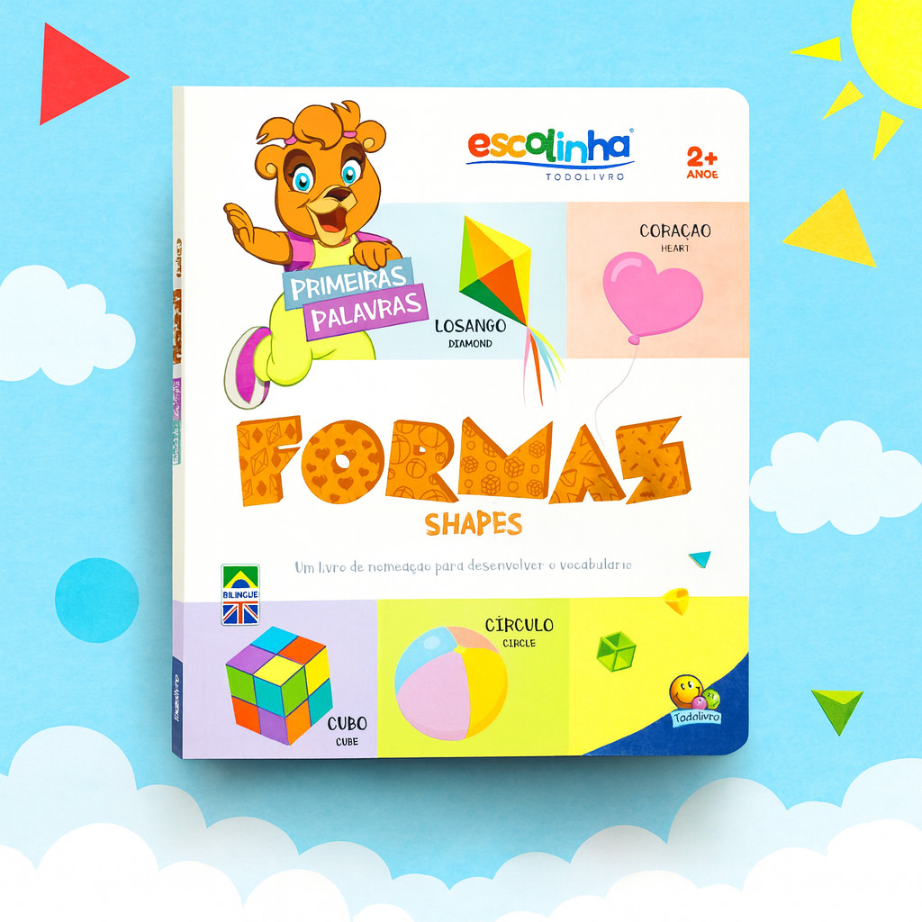 Livro Cartilha Inglês : Primeiras Palavras Formas | Alfabetização Bilingue Infantil Dicionário Ilustrado - Para Crianças