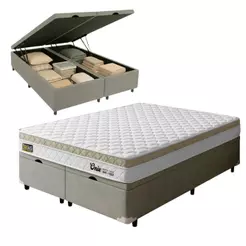 Cama Box Baú Queen Espuma Ortopédica Onix D45 158x198x61cm Hellen - Suporta até 150 kg por pessoa