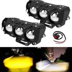 Par Farol Milha Moto Auxiliares Led Dual Color Luz Auto