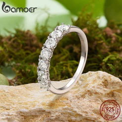 Anel De Prata Esterlina 925 Bamoer Lucky Moissanite 0.1ct Joias Da Moda Presentes Para Mulheres