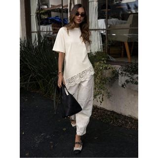 Blusa Assimetrica Detalhe De Renda Confort Elegante Inverno