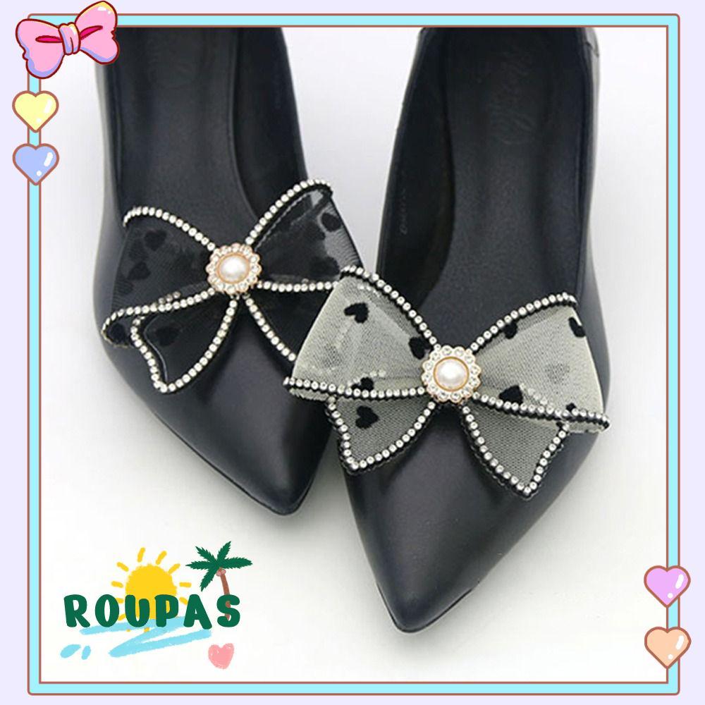 ROUPAS 2 Peças Com Fivela Charmosa De Salto Alto Strass Cristal Laço Sapatos Decorações