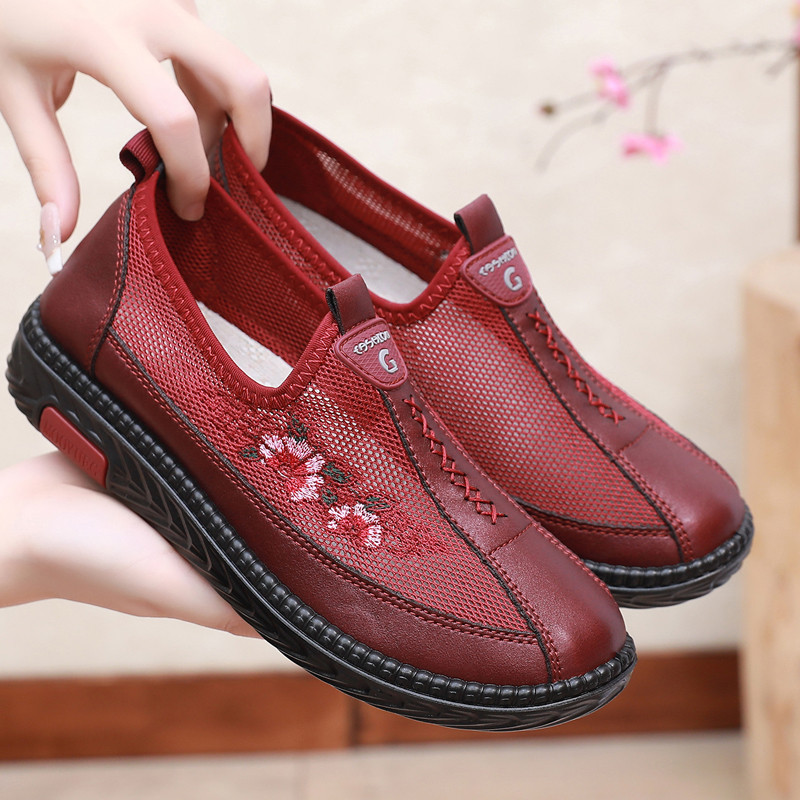 Verão velho pequim sapatos de pano sapatos de rede femininos malha sapatos femininos de meia-idade idosos sapatos de mãe