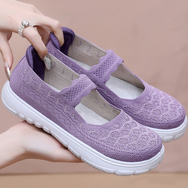 Sapatos femininos de verão velhos sapatos de pano de pequim sapatos de rede femininos respirável sola macia Anti-desliza