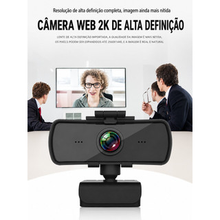 Webcam KA-S032 Full HD 1440P 30FPS Câmera para Computador USB Plug and Play Microfone Integrado Reunião Aulas Online