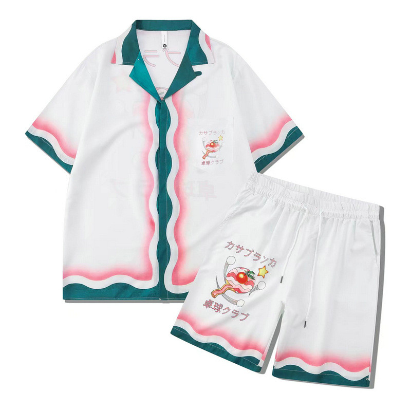 [Novo produto] Marca Casual camisa de manga curta Retro praia impressão Digital cor combinando pulôver solto Cardigan [v