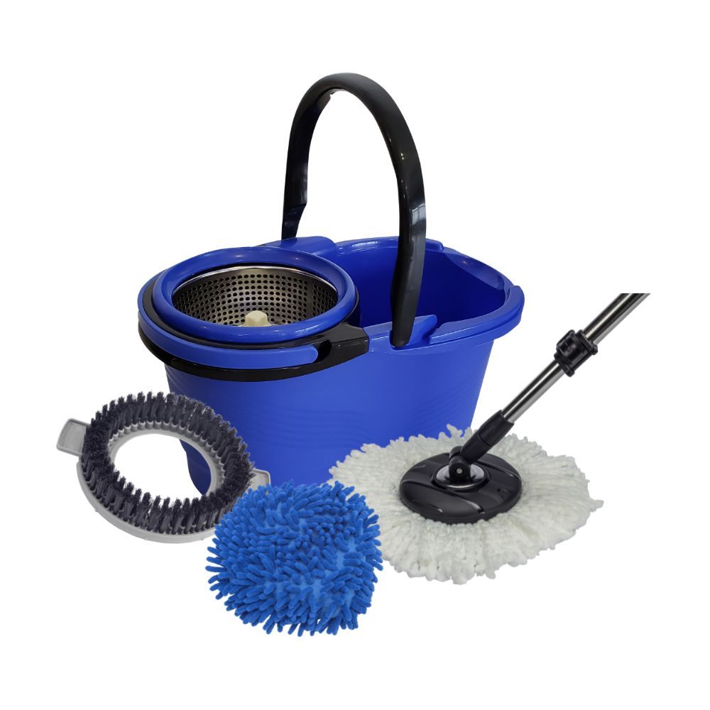 Balde Perfect Mop Pro 360 Inox com 3 refis azul