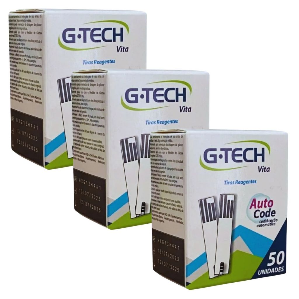 TIRAS REAGENTES DE TESTE  GLICOSE PARA MEDIDOR VITA KIT C/150 UNIDADES G-TECH