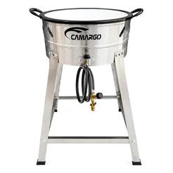 Tacho Fritador Inox 10lts Com Pés Fritadeira Pastel Batata Prateado Gás