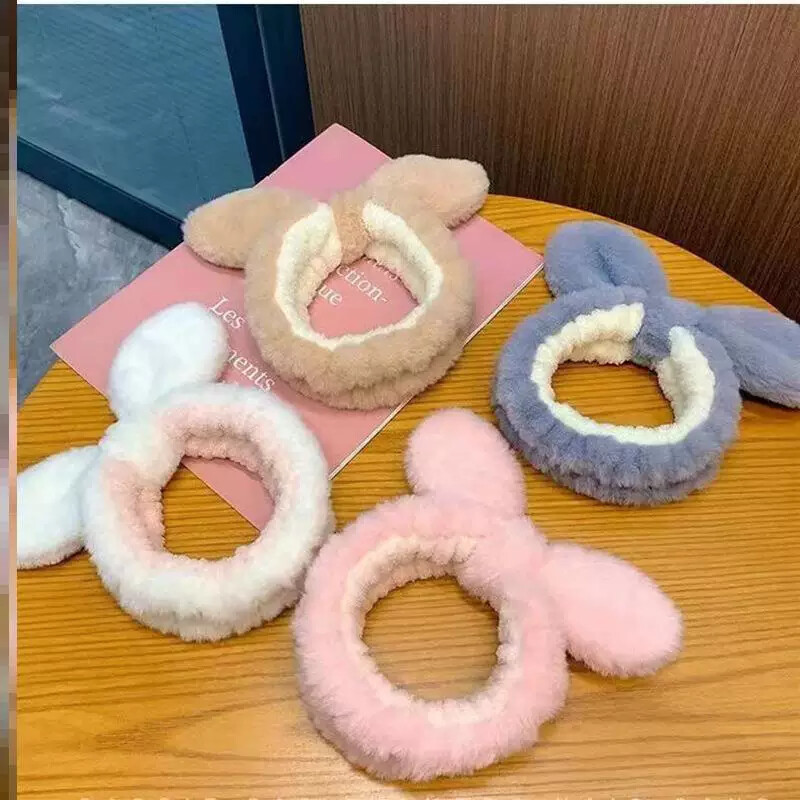 Faixa de cabelo para lavagem de rosto, faixa de cabelo fofa com orelha de coelho, faixa de cabelo especial para máscara