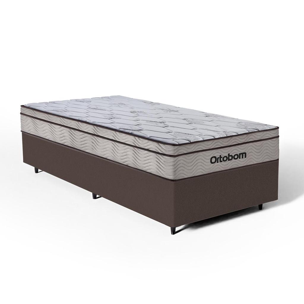 Cama Box com Colchão Ortobom de Molas Ensacadas Pillow In Pro Vida Solteiro 88cm