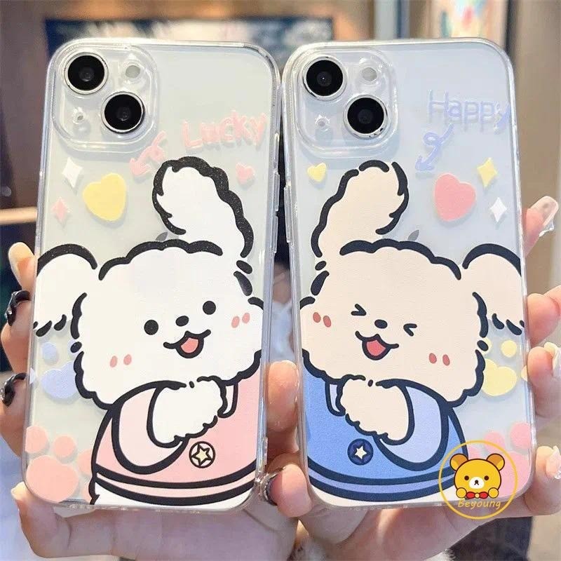 Capa De Telefone De Casal De Cachorro Fofo Para Samsung Galaxy A91 M80S A7 A73 A72 A71 A70S A57 A55 A54 A53 A52S A51 A50