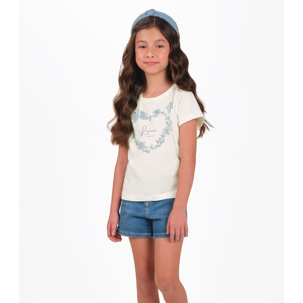 Conjunto Blusa com Shorts Menina Trick Nick Bege