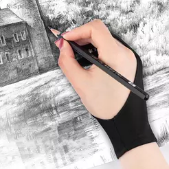 [Nis] Anti-Incrustante Mistouch Abrasão E Transpiração Luva De Pintura Antitoque De Dois Dedos Para Desenho Tablet [BR]