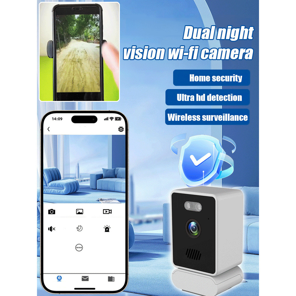 Câmera de cartão sem fio HD de luz dupla inteligente para casa