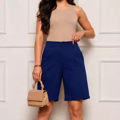 Bermuda Alfaiataria Feminina Premium Valoriza o Bumbum Bolsos Laterais