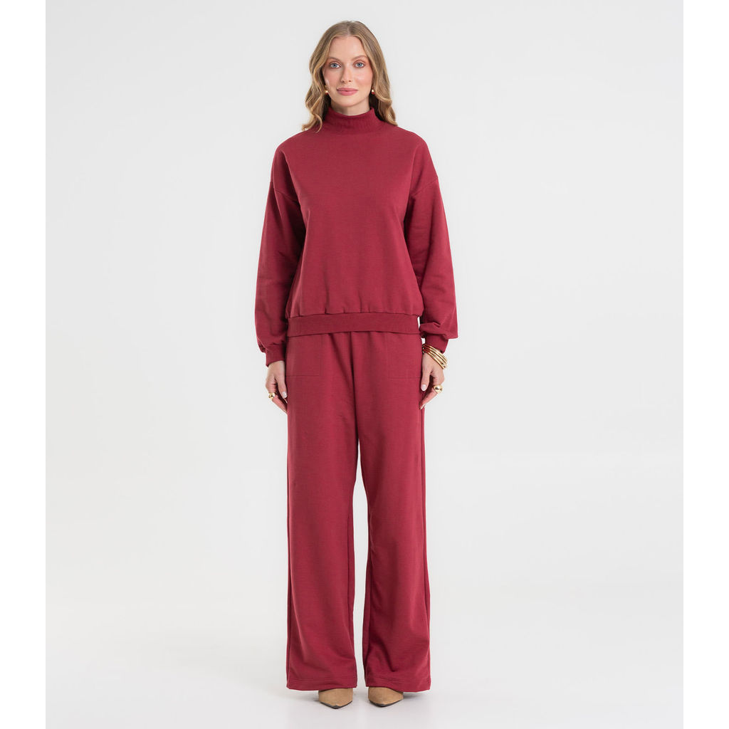 Conjunto Blusão com Calça Moletom Felpado Rovitex Vermelho