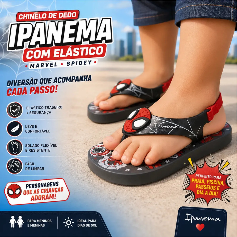 Chinelo Infantil de Menino Ipanema Spidey Baby Preto