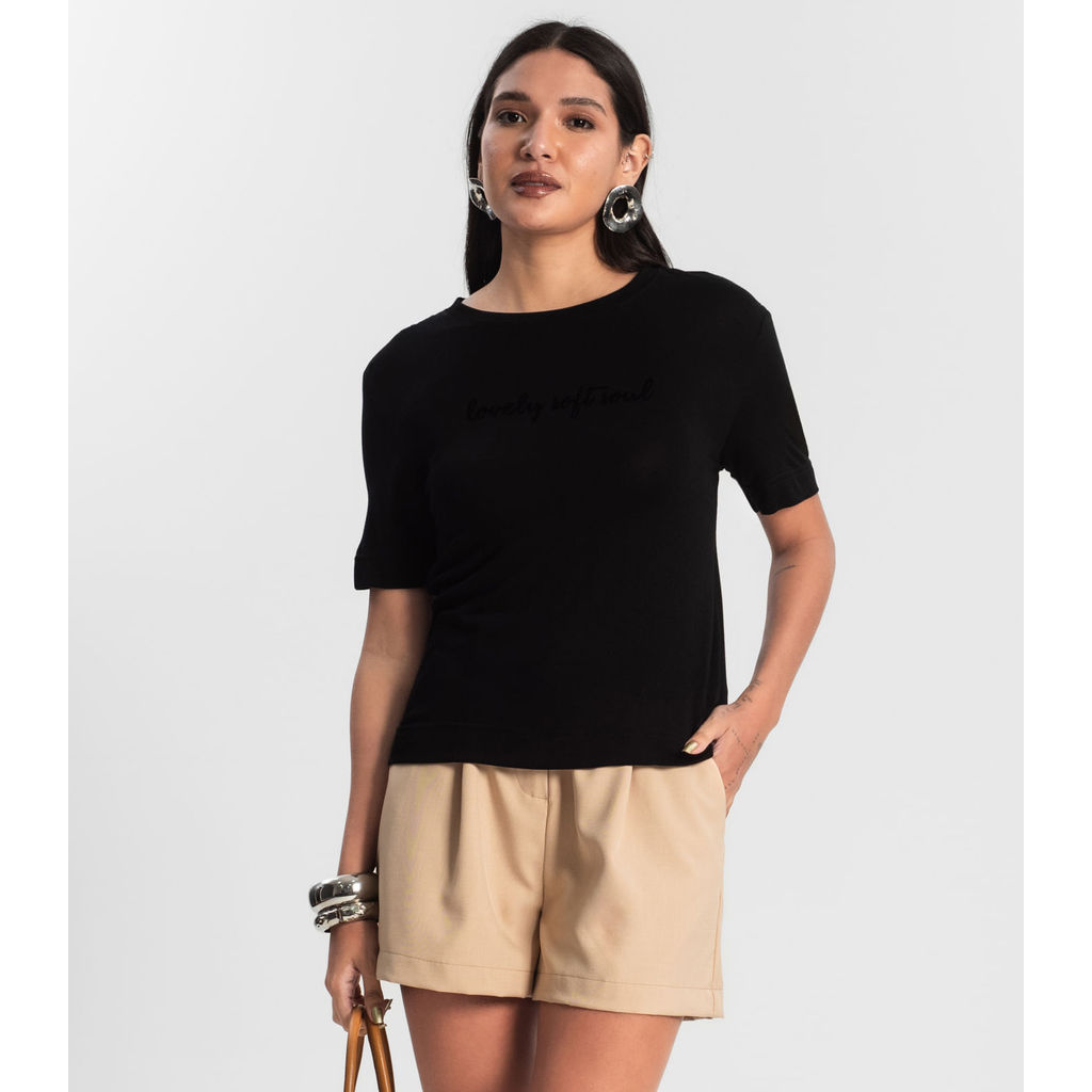 Blusa Feminina Visco Tricot Rovitex Preto