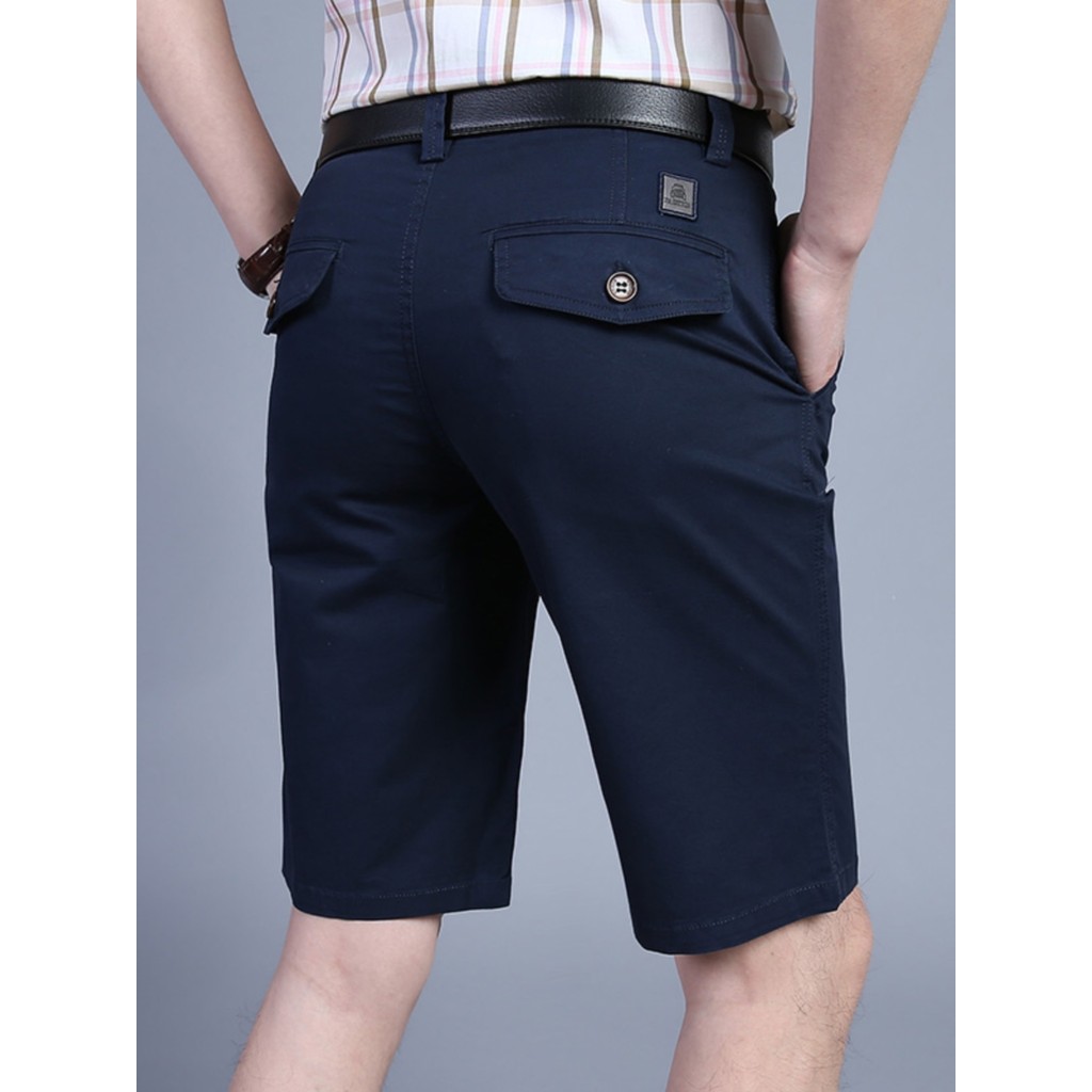 Shorts casuais de meia-idade masculino verão solto meia-idade idosos calças de cinco pontos de algodão puro
