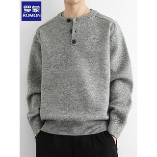 Romon Henry Collar Sweater Masculino Outono Inverno Novo Estilo Ruffian Bonito Preguiçoso Blusão Casual Bottoming Malhas