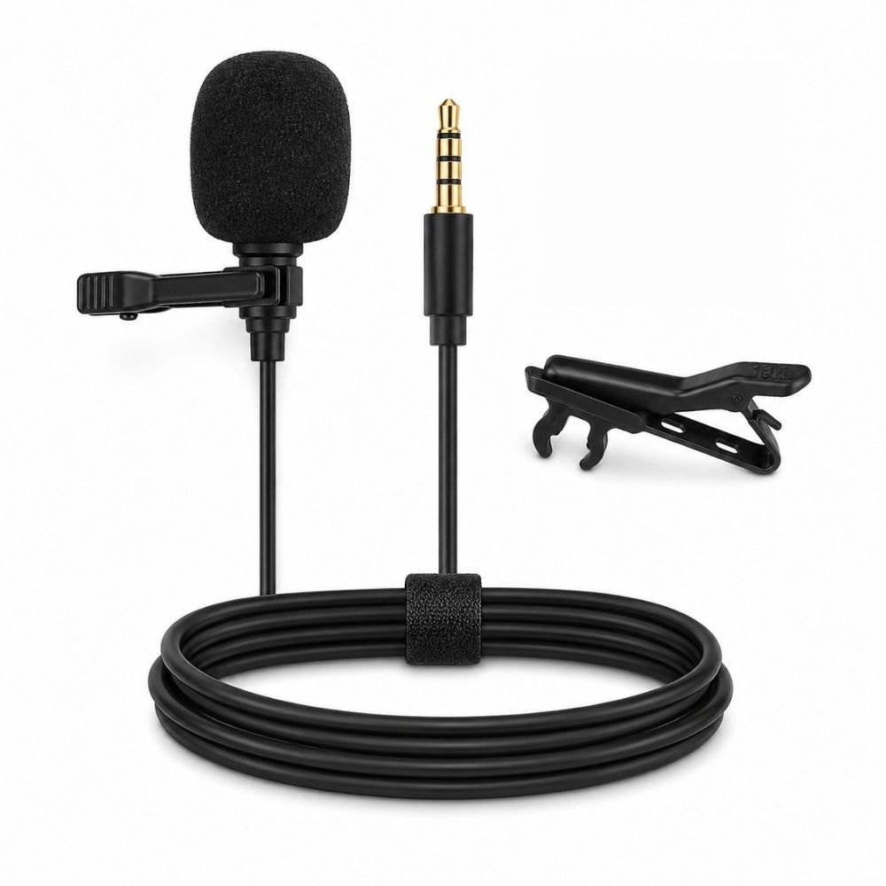 Microfone de Lapela P2 3,5 mm Cabo 1,5 m com Clipe para Celular, Notebook, Câmera e Gravação de Áudio
