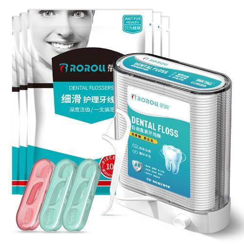 Bastão de fio dental familiar com linha, ferramenta de limpeza de dentes, 108 peças com caixa de armazenamento