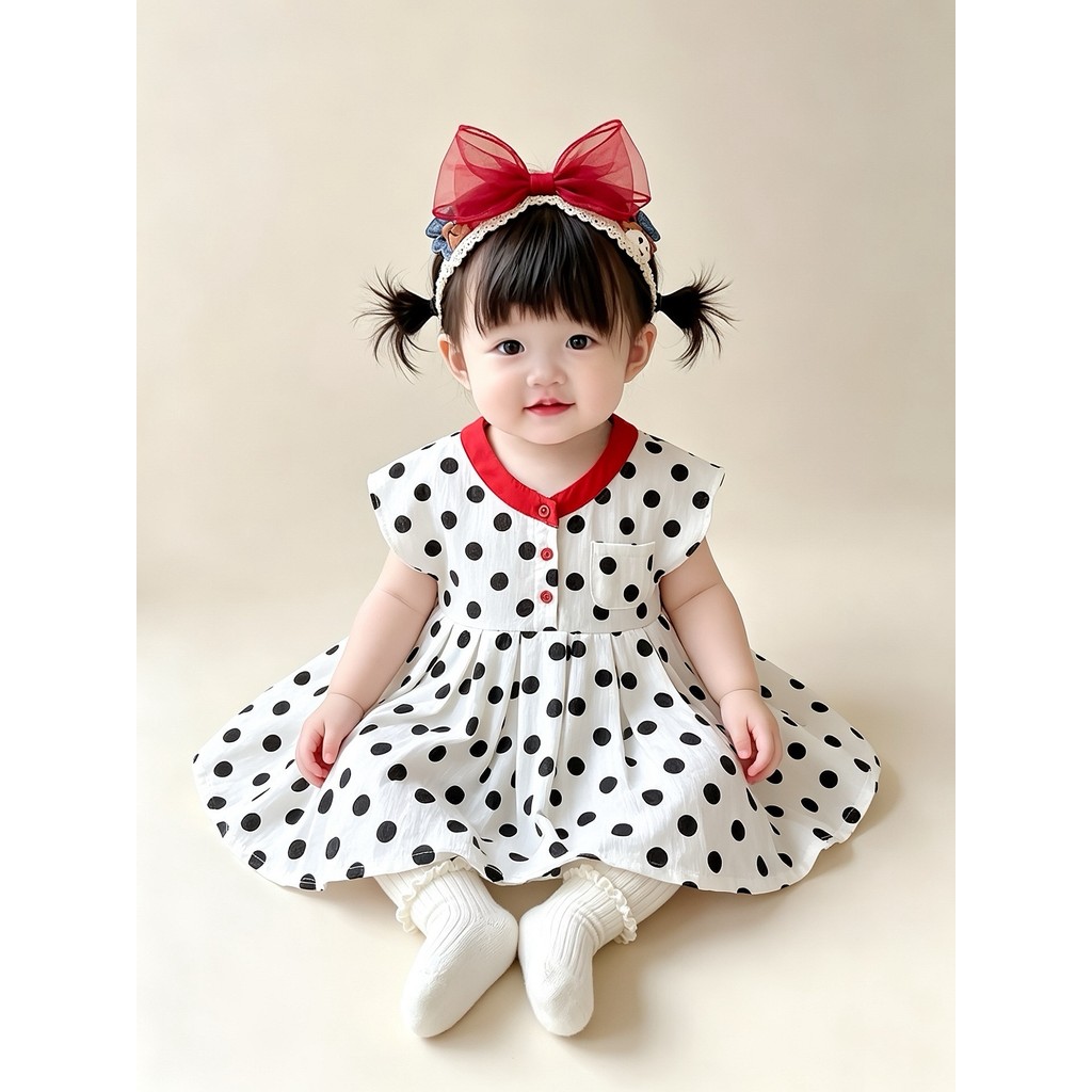 Roupas de bebê roupas de bebê roupas de verão bebê menina bolinhas vestido recém-nascido roupas 0-3 anos de idade vestid