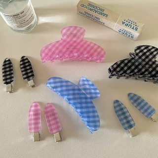 Versão coreana clássico Retro xadrez cabelo Grab novo simples francês volta cabeça cabelo tubarão clipe de cabelo acessó