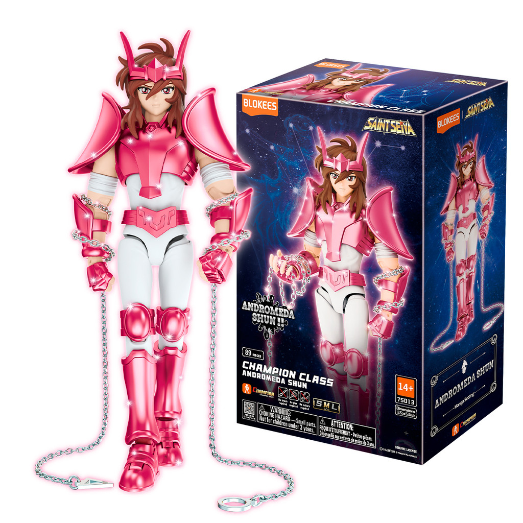 Boneco Montável Blokees Saint Seiya Champion Class Andromeda Shun Colecionável Model Kit Pré-venda