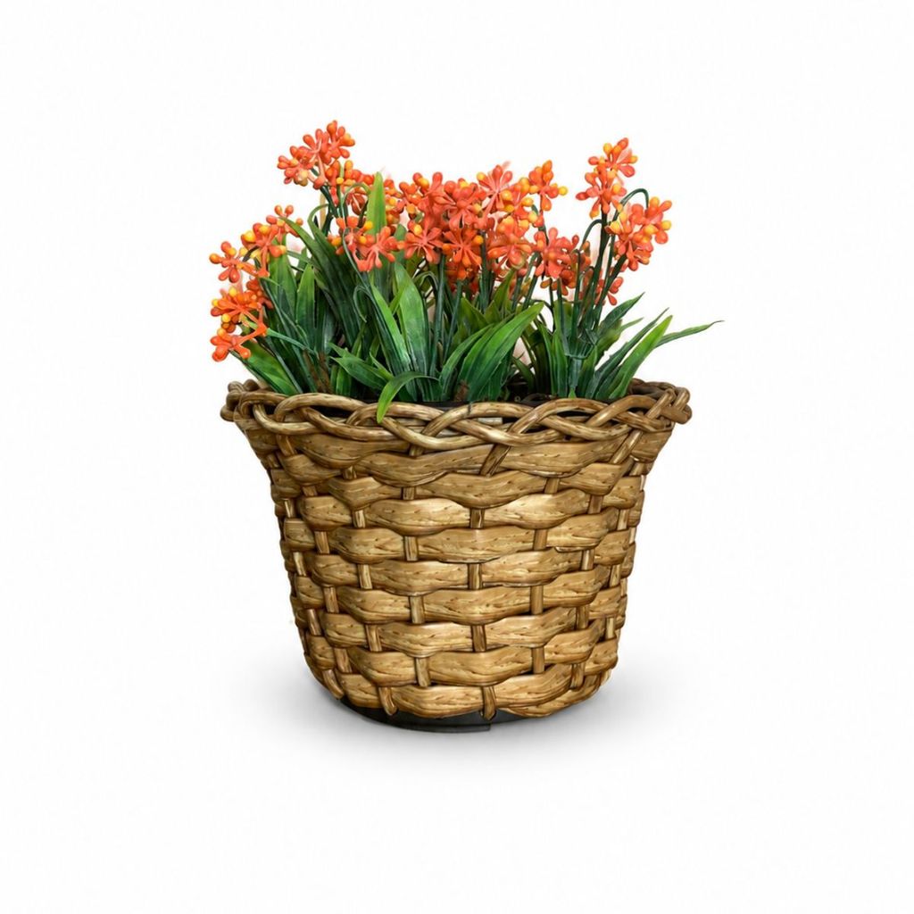 Arranjo Flores Artificiais Vaso Trançado Cachepô Decoração
