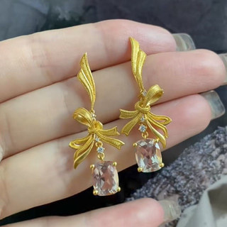 Vietnam areia ouro cor fita arco brincos quadrados feminino nicho Design moda atmosfera brincos de alta qualidade