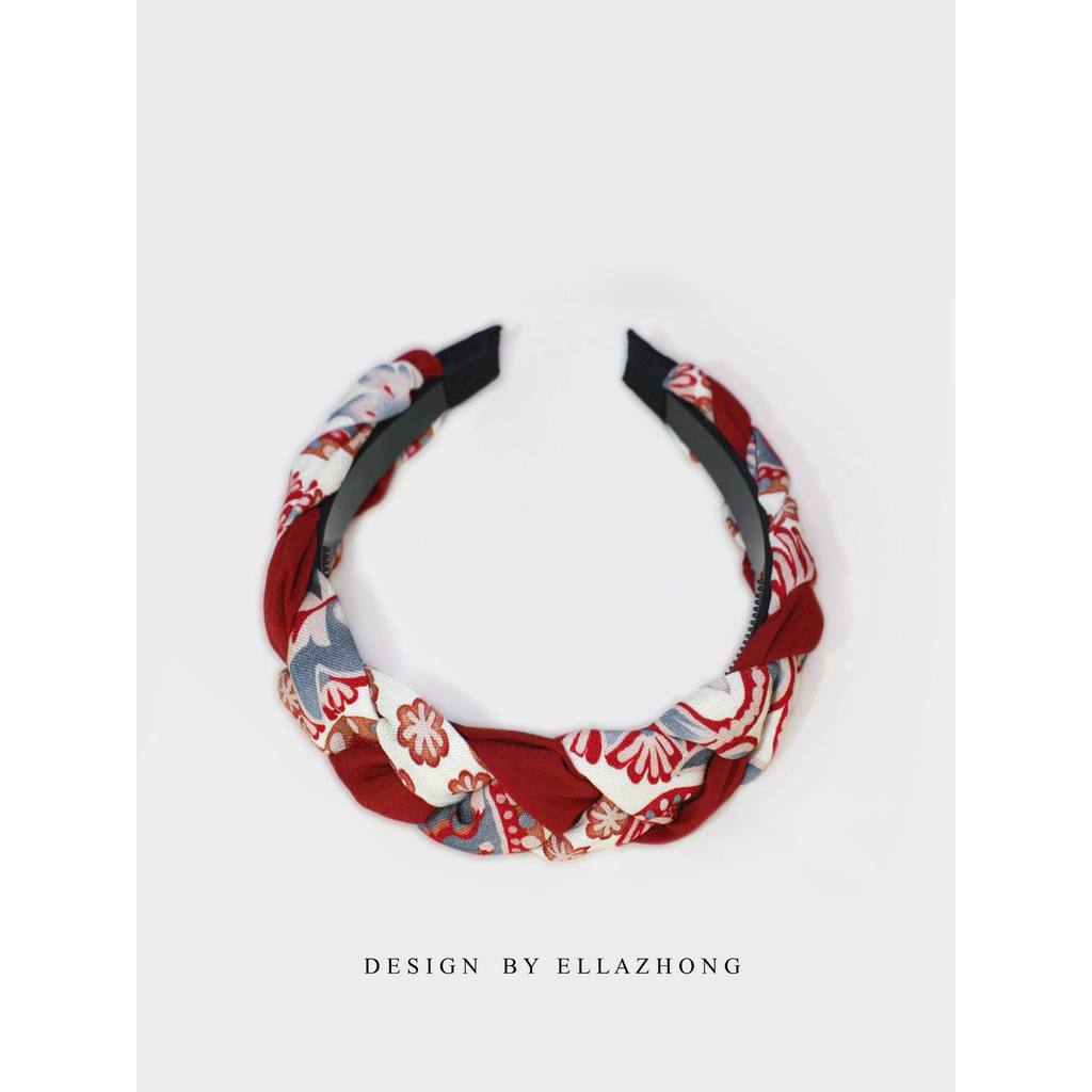 Original não-colisão ~ vinho vermelho férias bandana com dente Anti-deslizamento Retro elegante Hairpin ano novo acessór