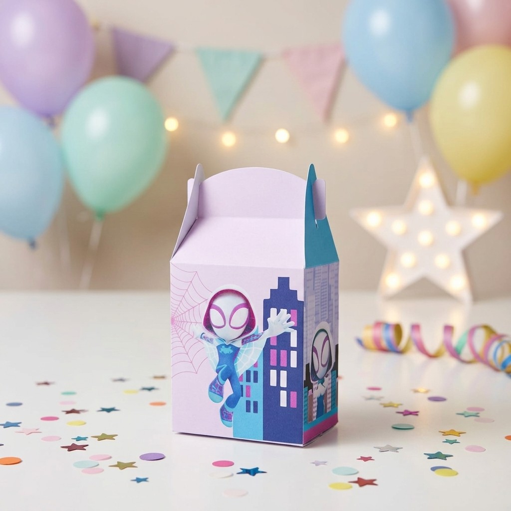 Caixa Fina Mulher Aranha Spidey - Kit Festa para Decoração e Lembrancinha de Aniversário