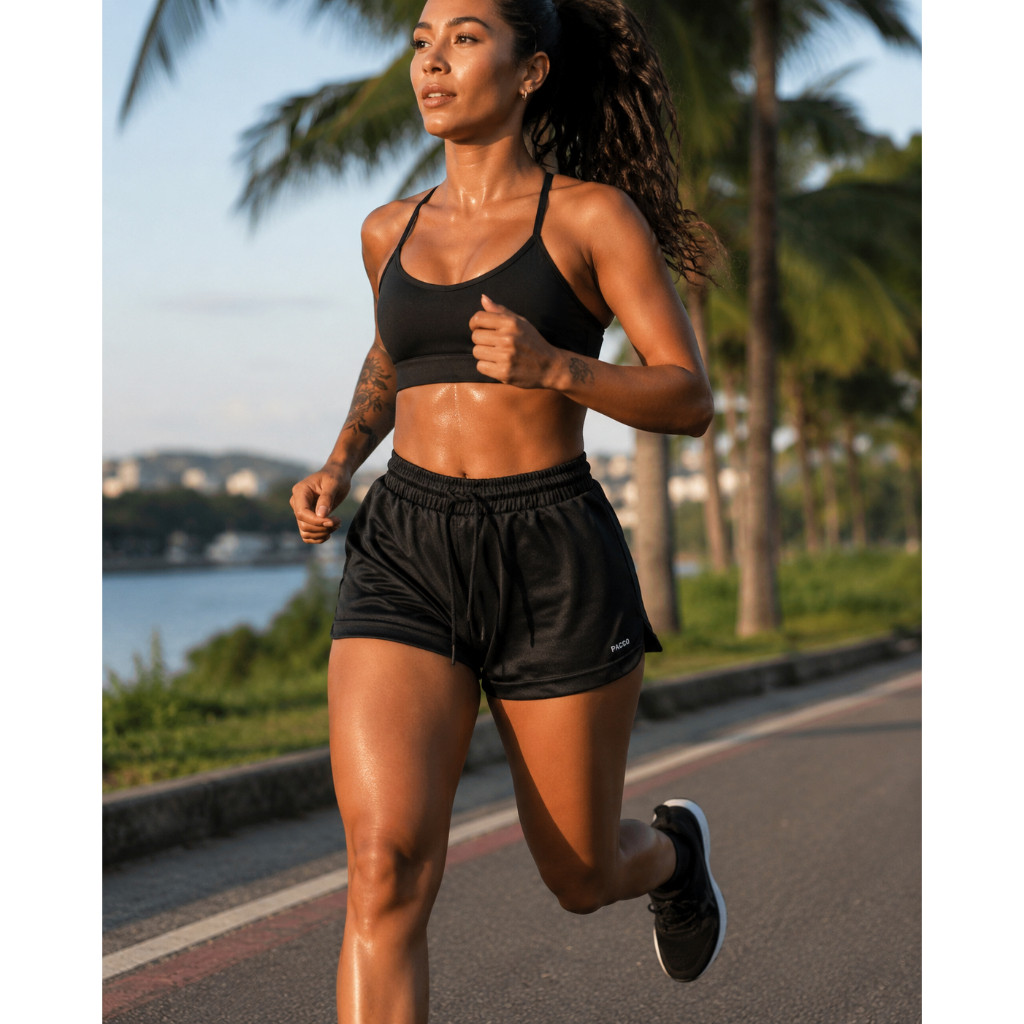 Shorts 2 em 1 Feminino Compressão Academia Caminhadas Corrida Bermuda Dupla Para Treino e Esportes