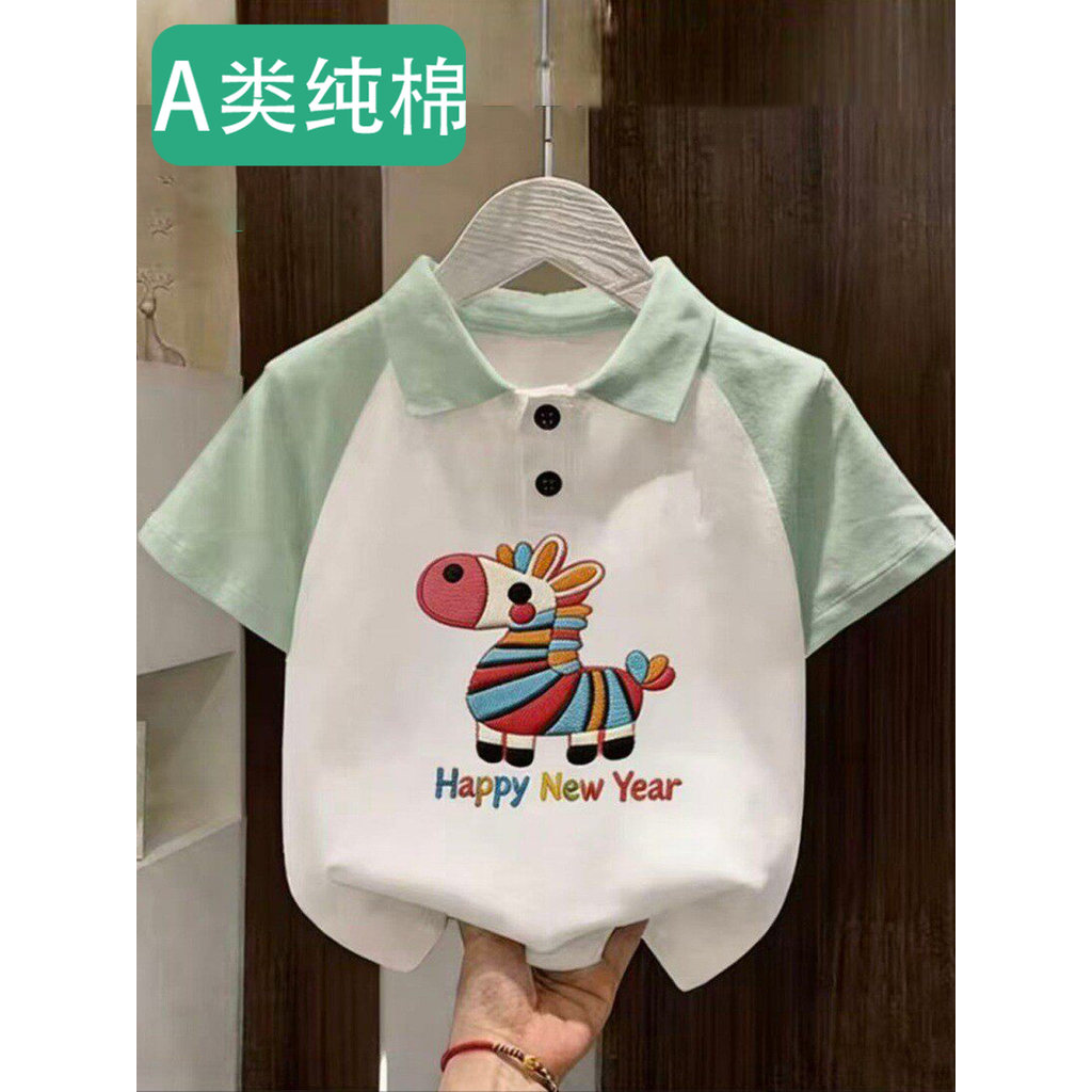 Algodão meninos camisa POLO lapela 100% algodão manga curta verão novo estilo crianças meninas lapela topo camiseta na m