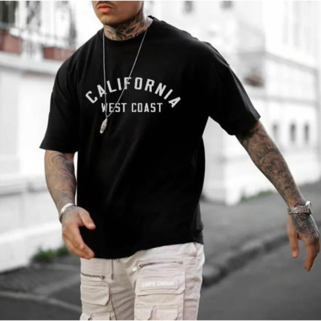 Camiseta Streetwear Oversized Masculina California 100% Algodão Confortável Prática