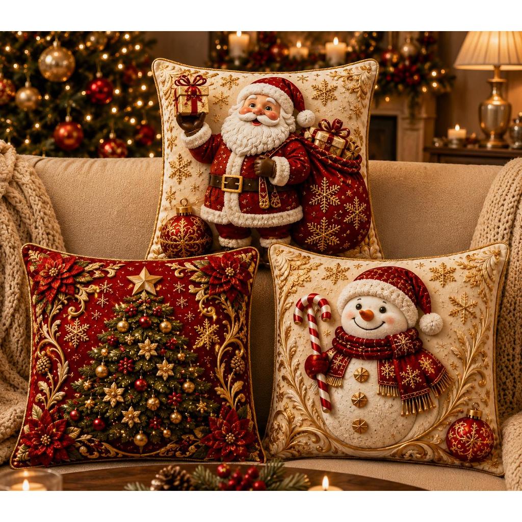 KIT 3 CAPAS DE ALMOFADAS DECORATIVAS NATAL PAPAI NOEL BONECO DE NEVE FELIZ NATAL LANÇAMENTO 2026