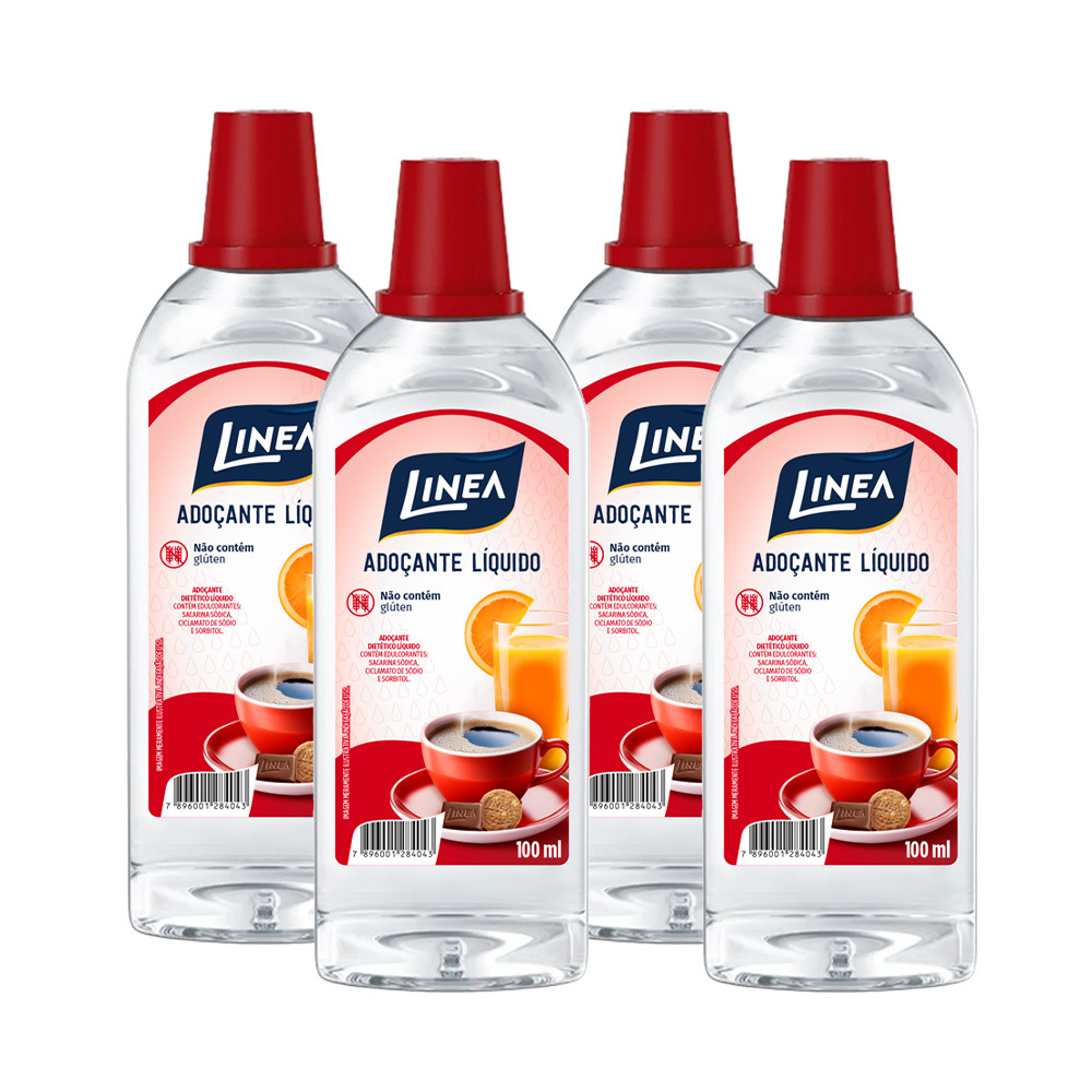 Kit 4 Adoçantes Sacarina Líquido Linea de 100 ml