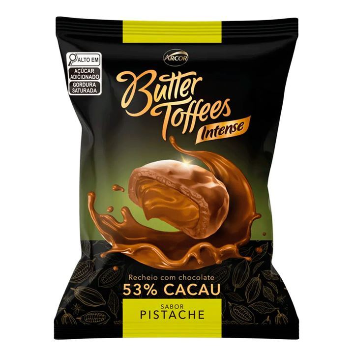 Bala Mastigável Butter Intense 53% Cacau Pistache Arcor 400g
