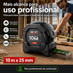 5M/7.5M/10M Fita Métrica Aço Carbono Alta Precisão Trena Profissional Fita Fluorescente Durável Para Engenharia