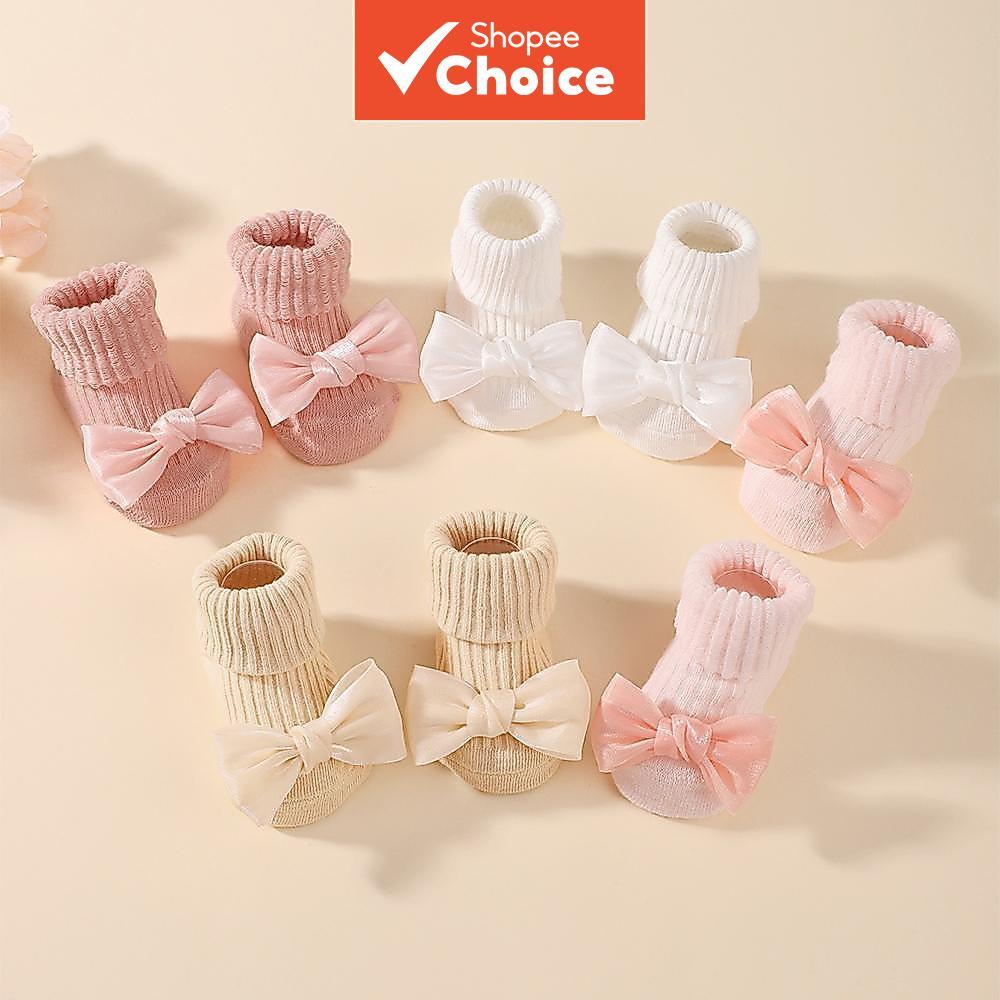 Meias De Tornozelo Para Bebês Meninas Com Laço Conjunto De 4 Pares Algodão Macio Estilo Princesa 0 A 12 Meses