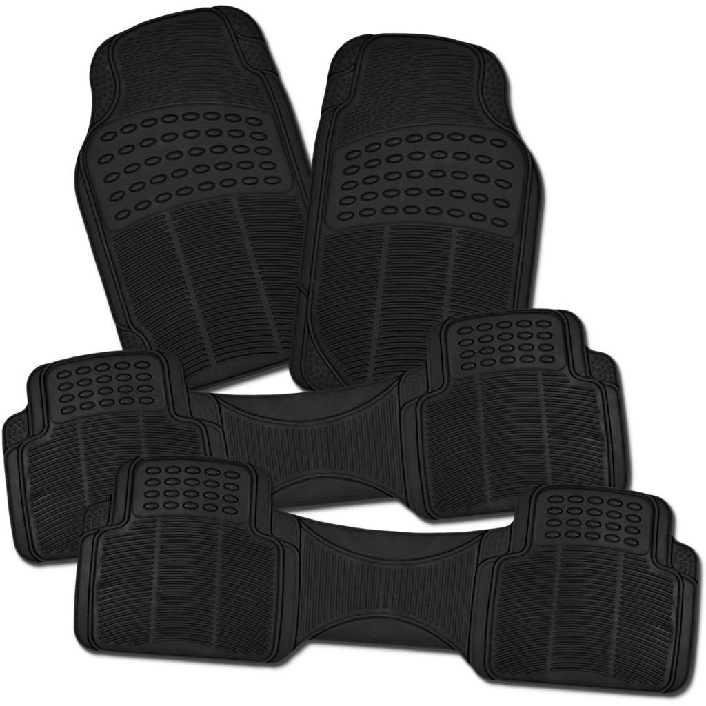 ZONETECH Tapetes Internos De Carro Semi-Padrão De Borracha Para Todos Os Climas-Conjunto De 4 Peças De Pretos Resistente