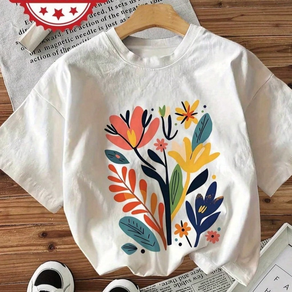 Camiseta Feminina Básica Moderna 100% Algodão Manga Curta Gola Redonda Confortável Leve Casual Estampada com: Plantas