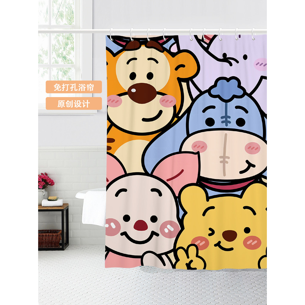 Tapeçaria decorativa cortina de chuveiro banheiro bloqueio de água cortina de chuveiro pooh Winnie the pooh tecido polié