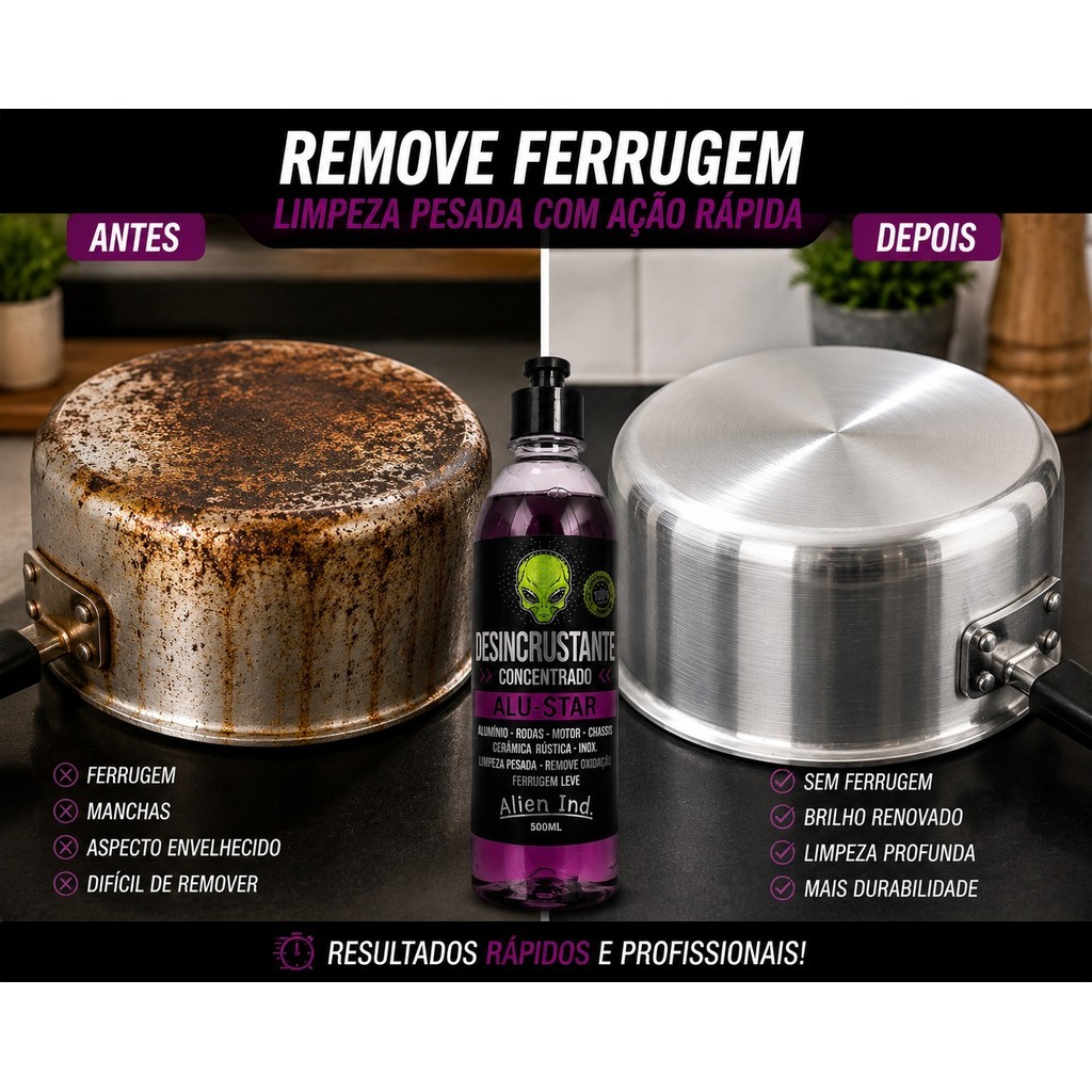 Removedor de Ferrugem e Gordura Alu-Star Desincrustante 500ml Alien Ind.