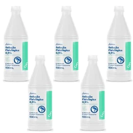 Kit 5 frascos Soro Fisiologico farmax 500ml cada