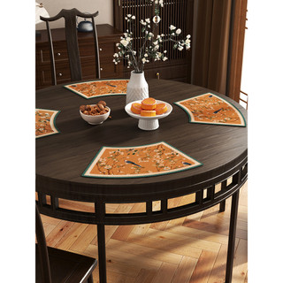 Novo estilo chinês mesa redonda em forma de leque Placemat impermeável à prova de óleo sem enxágue Anti-escaldante tapet