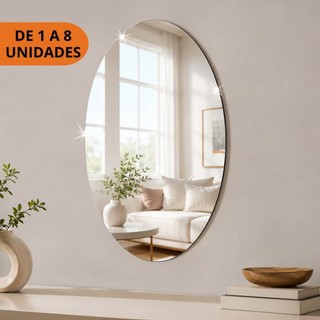 Espelho Acrílico Oval Adesivo 20x30cm Decorativo Inquebrável Parede Quarto Banheiro 1 a 8 Unidades