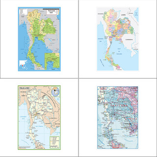 # BEST Tailândia Mapa Arte Da Parede Cartaz 4 Estilos Vintage Moderno Impressão Fotos Para Sala De Estar Estudo Decoraçã